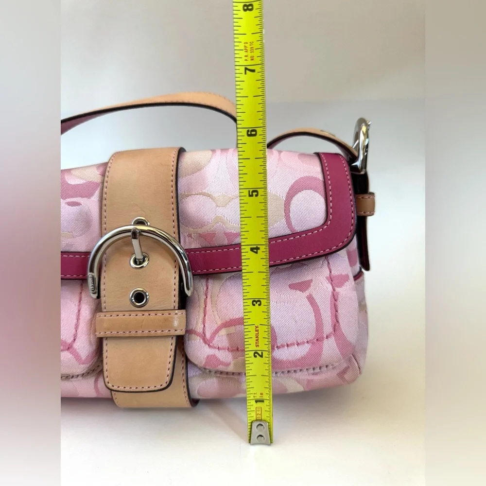 Vintage Y2K Coach Pink SoHo Canvas Buckle Flap Shoulder Purse Bag - Picture 14 of 16